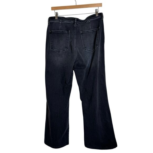 KanCan Celia Ultra High Rise Wide Flare Jeans Washed Black Denim‎ Womens Size 31 - Picture 2 of 10